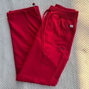 Infinity by Cherokee Women's Rib-Knit Drawstring Waist Scrub Pant-Red